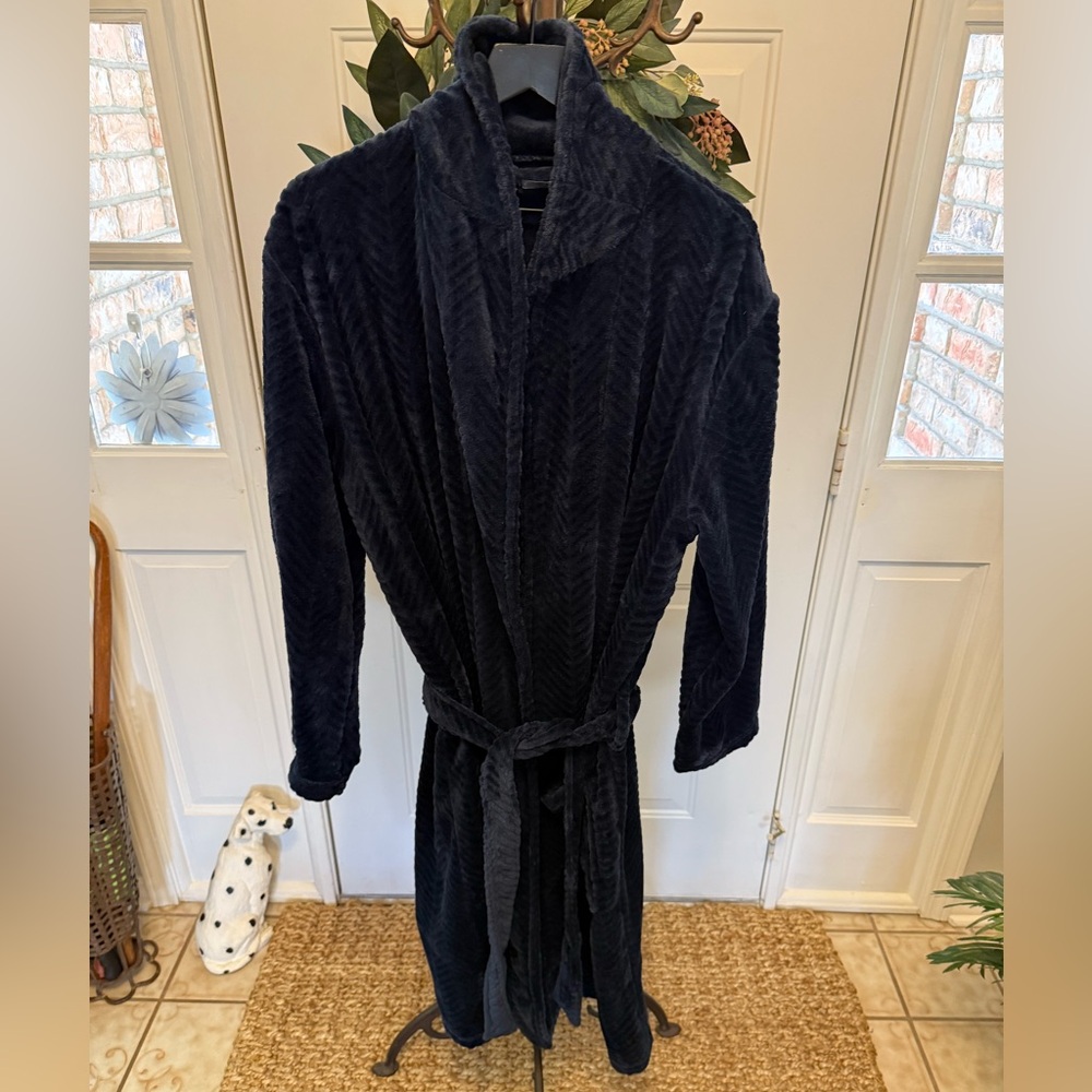 Perry Ellis Soft Fleece Robe Navy Blue OS